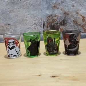 Star Wars Shot Glasses Yoda Vader Boba Fett Storm Trooper Set of 4